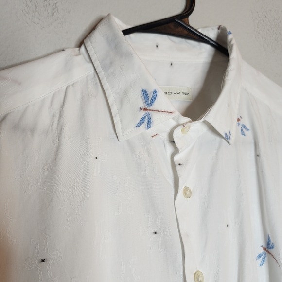 Etro Dragonfly Embroidered Coupe Long-Sleeve Button White Shirt Size Italy 44 XL - Picture 14 of 16